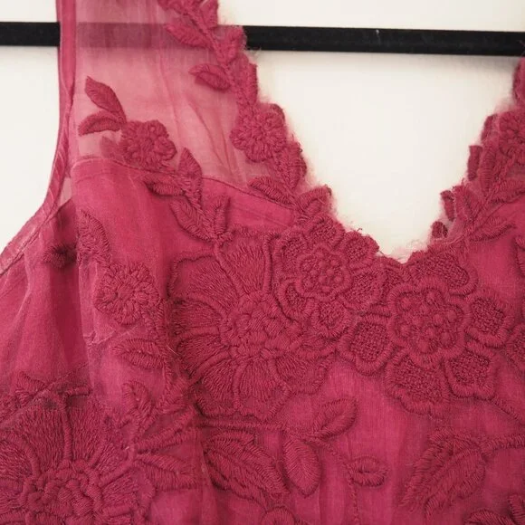 !! Anthropologie Yoana Baraschi Black Cherry Ersalina Sleeveless Lace Dress - Picture 6 of 8